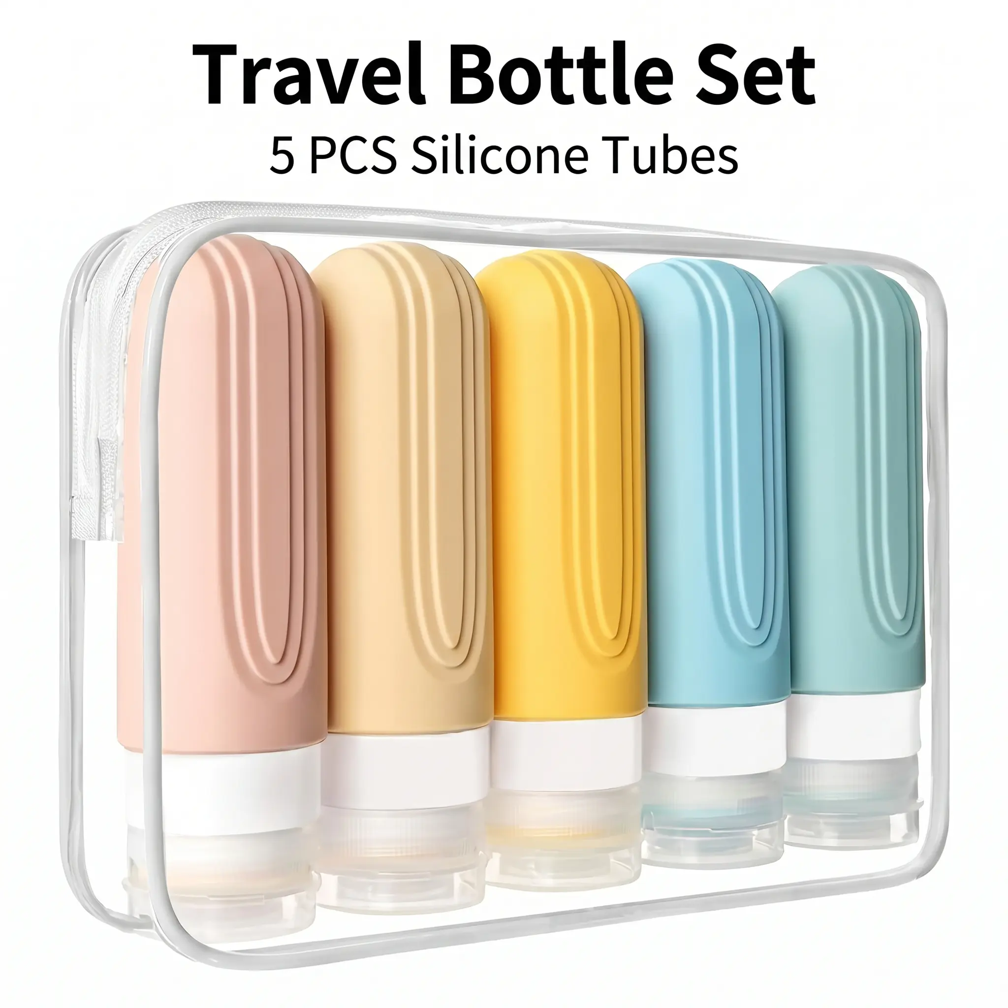 5Pcs Travel Bottles For Toiletries TSA Approved Travel Size Containers, Portable carry on luggage accessories3oz Leak Proof Refillable Travel Accessories For Shampoo Conditioner, Travel Bottles With Toiletry Bag