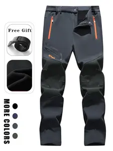 Men'sOutdoorWinterPants,Ultra-ThinFleeceLining,WaterproofHikingTrouserswithZipperPockets,WarmDurableDesign
