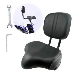 Bike Seat with Backrest | Oversized Comfort Bicycle Saddle Replacement Soft Memory Foam Padded PU Cushion Universal for Tricycle, Mountain Bike, Commuter Bike, Electric Bike