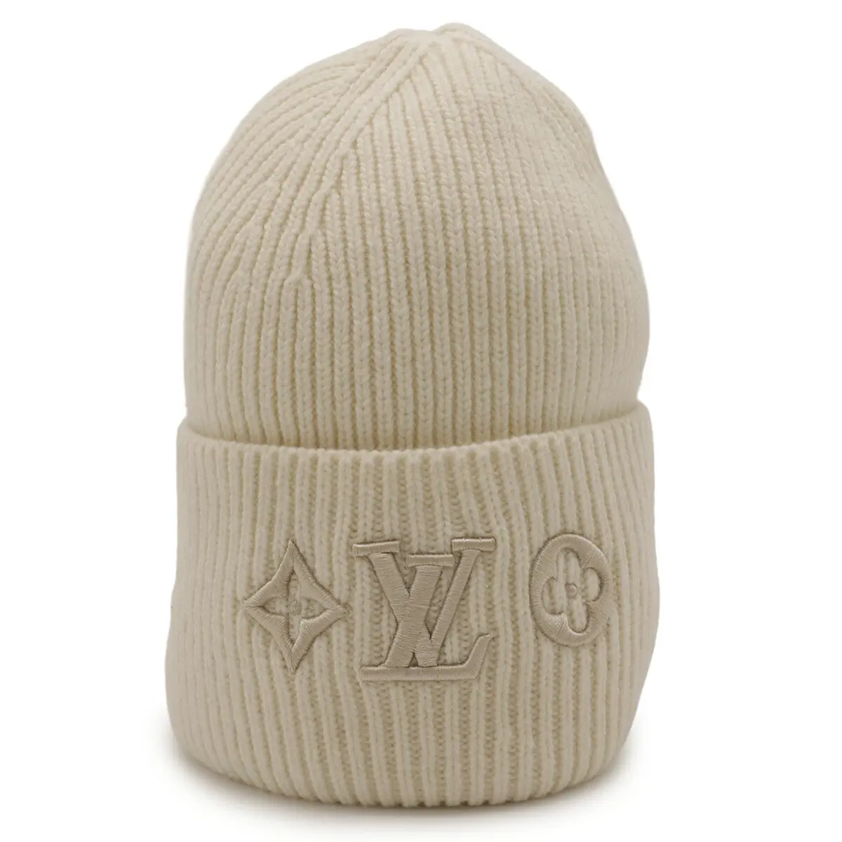 Pre-owned Louis Vuitton Wool Small Leather Goods Beanie LV Headline Knit Cap