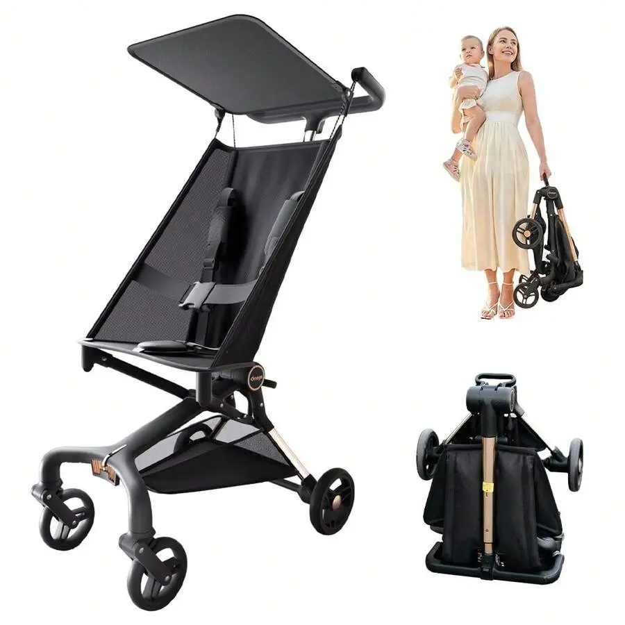 Lightweight Travel Stroller for Infants, Compact Collapsible Design with 1-Hand Fold, Extendable UPF 50+ Canopy, and Smooth Wheels, Foldable Newborn Stroller, Lightweight Travel Strollers