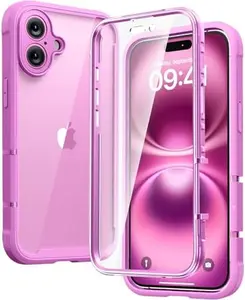 iPhone 16 Case, Full Body Rugged Case with Built-in Touch Sensitive Anti-Scratch Screen Protector, Upgraded Full Camera Protection - Smartphone