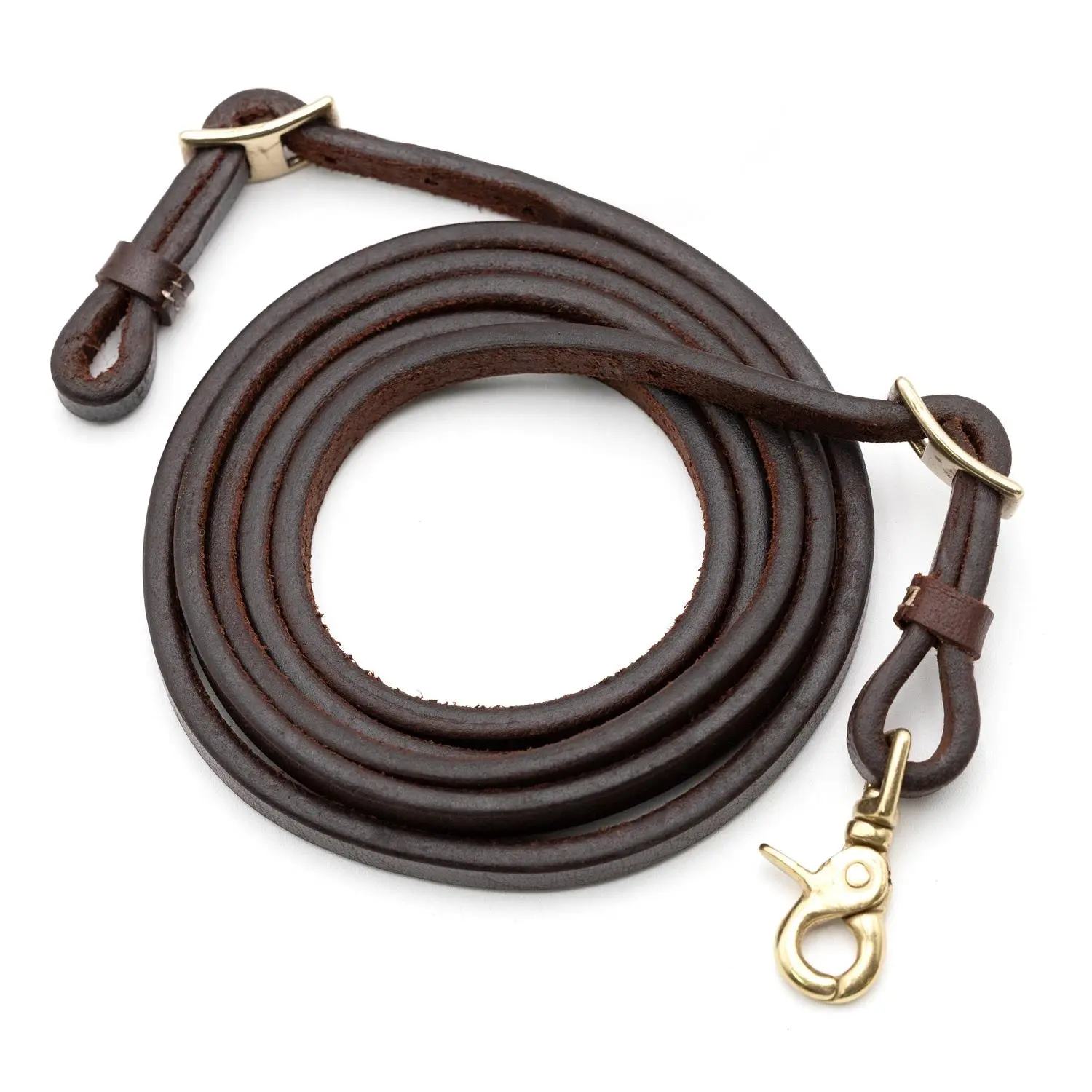 Jeffers LuxeLeather Heavy Oiled Adjustable Roping Rein with Scissor Snap for Horses