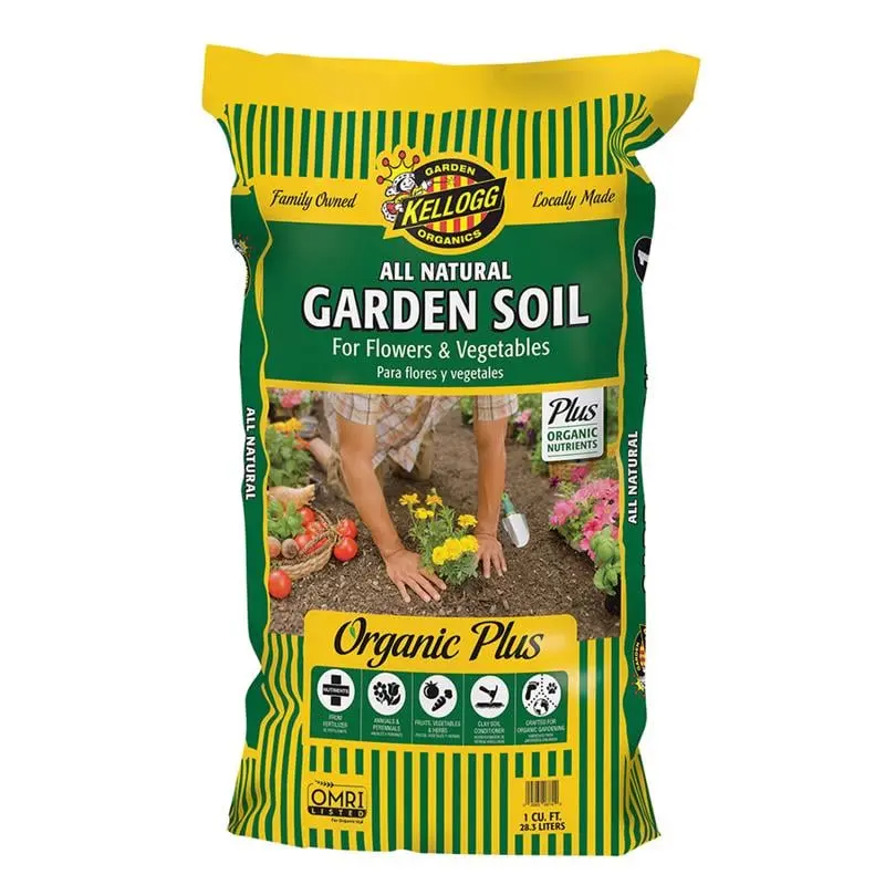 Kellogg 7053965 Organic All-Purpose Garden Soil, 1 cu ft (32 lbs) - Enhances Structure, Loosens Compacted Clay, Improves Drainage, 1 Cubic Foot