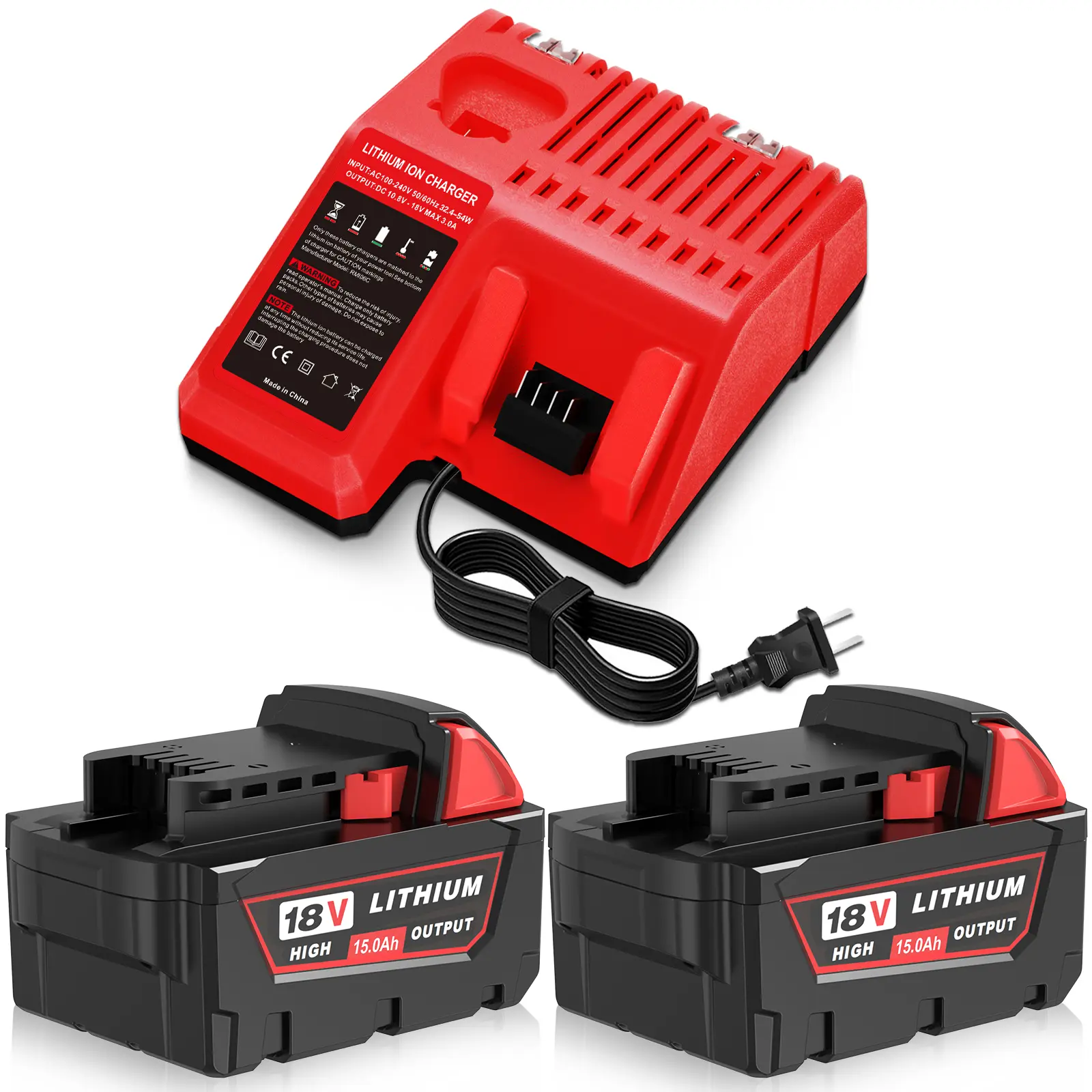 15000mAh Replacement for Milwaukee 18V Battery Compatible with 18 Volt Batteries 48-11-1860 48-11-1850 Tools and Chargers Safety High Capacity