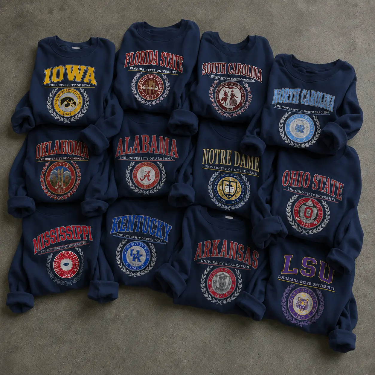 Vintage College Sweatshirt Collection, Retro University Crest Graphic Sweatshirt, Distressed Campus Pullover, Classic Collegiate Crewneck, Cozy Unisex Sports Fan Gift, Academic Style Apparel