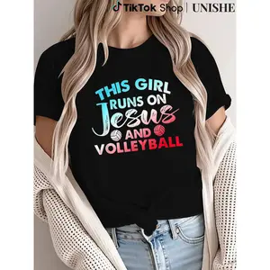 Women's Short Sleeve Volleyball Shirt – 100% Cotton, Comfortable and Stylish Graphic Tee