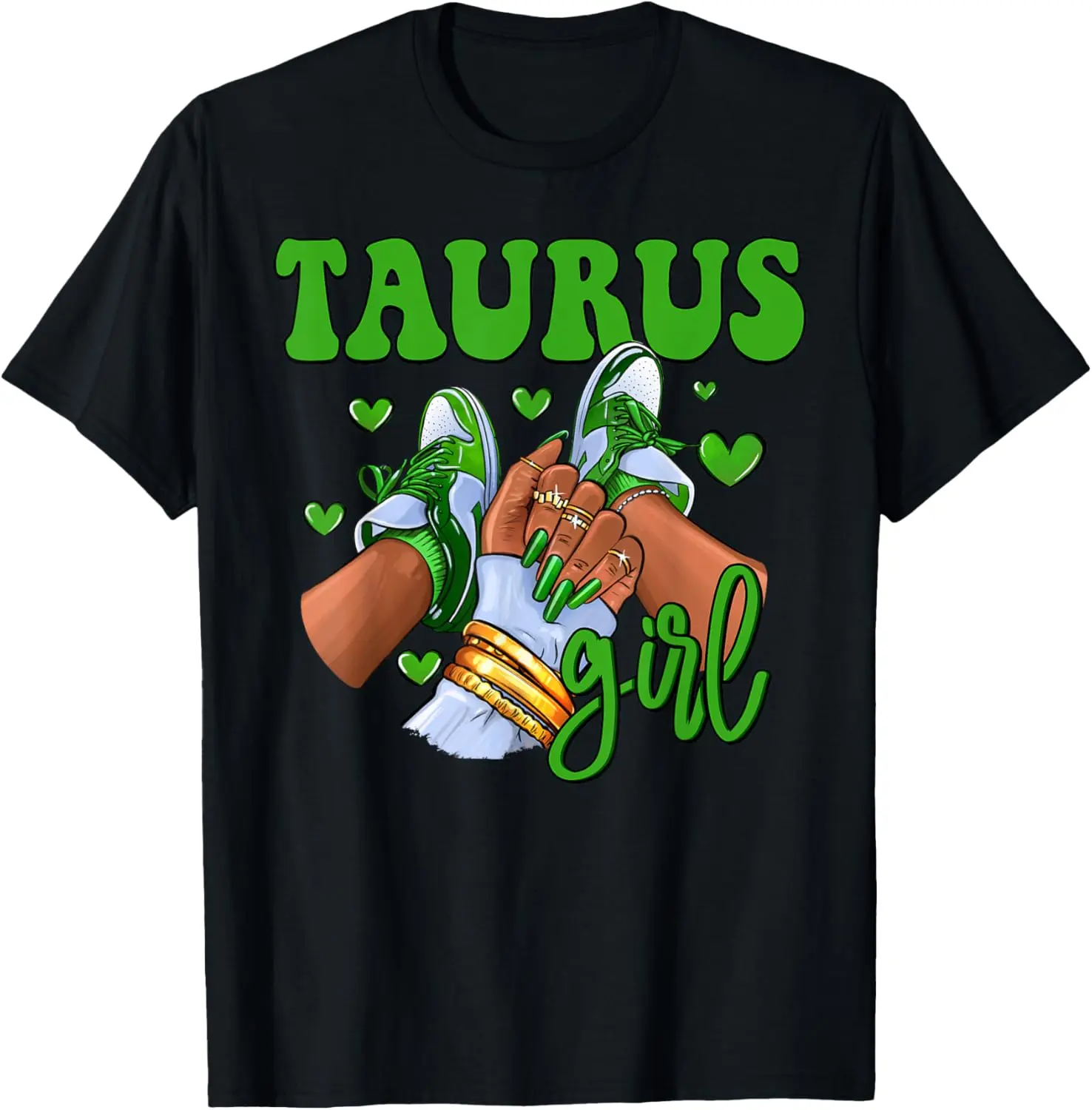 Cotton(pure) Taurus Girl Shoes Astrology Zodiac Sign Black Women T-Shirt