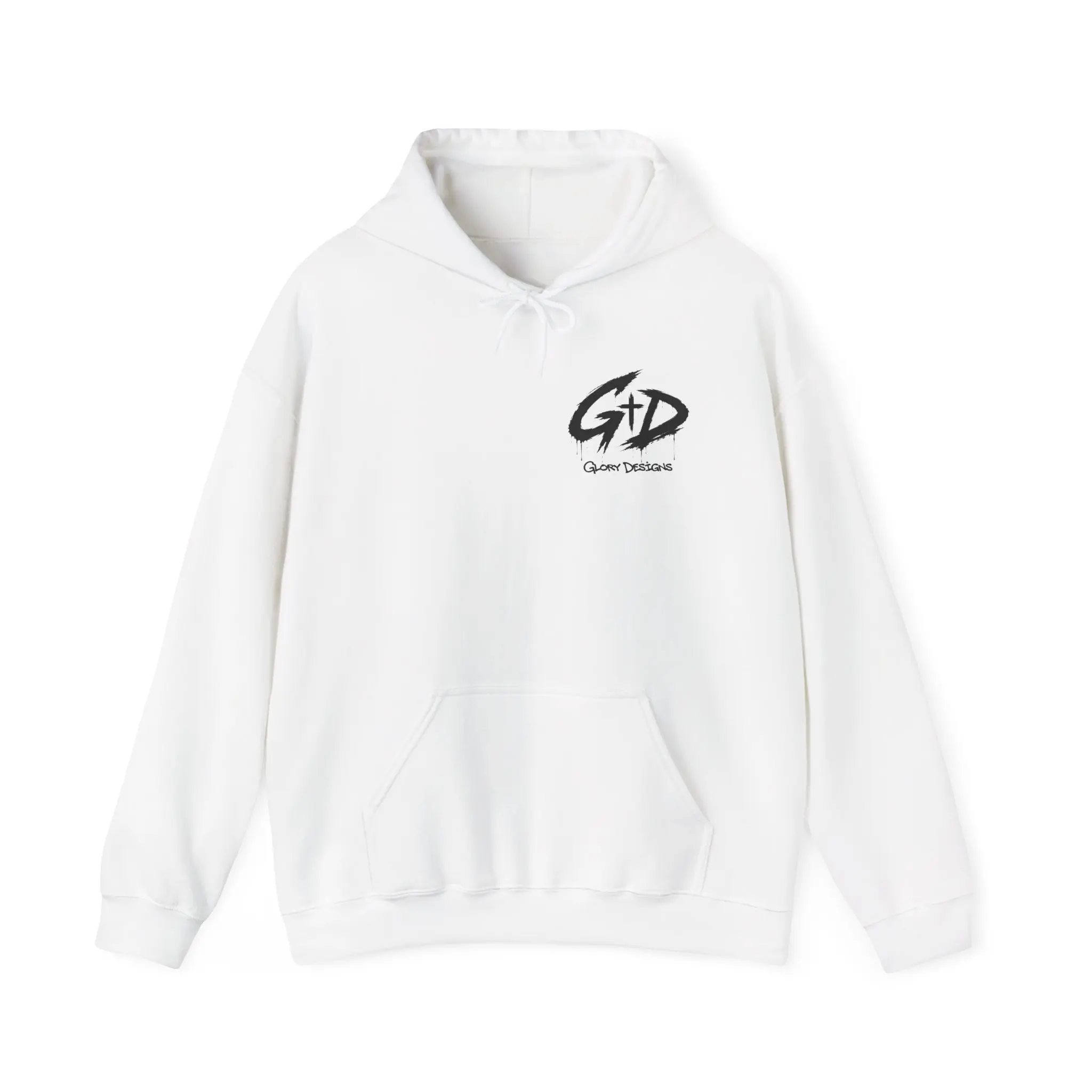 Men's Glory Graffiti Graphic Hoodie - White Embroidered Pullover Sweatshirt with Soft Fabric and Kangaroo Pocket
