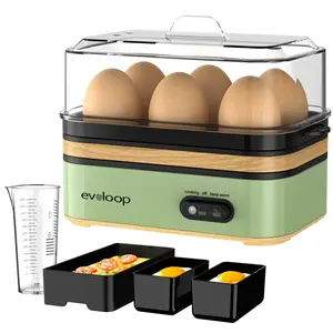 EVOLOOP Rapid Egg Steamer - 6-Egg Capacity, BPA-Free Stainless Steel with Clear Tritan Lid, 400W Electric Egg Cooker for Hard Boiled, Poached, Scrambled, or Omelette, Includes Measurement Cup & 2 Poaching Trays, Auto Shut Off