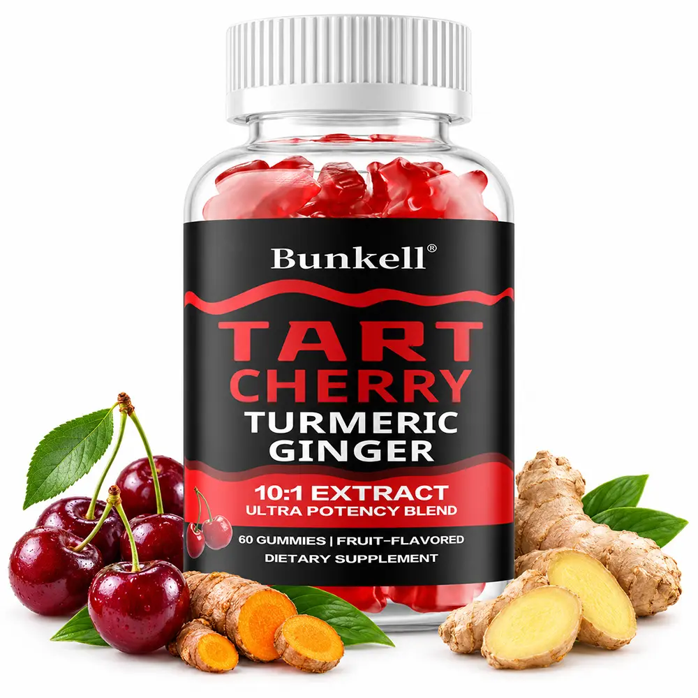 Bunkell Daily Joint Comfort Gummies - Plant-Based Turmeric & Tart Cherry Extract Blend for Active Days - 60 Count