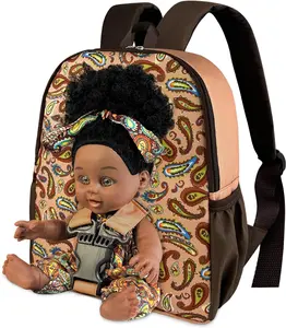 TiktokBlackFridayNice2you 10-Inch Black Reborn Doll with Backpack for Girls, Lifelike and Stylish, Safe and Durable, Ideal Gift for 2-6 Year Olds