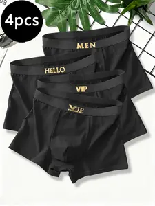 4-pack gold-label waistband men's boxer briefs, comfortable and breathable without riding up, suitable for daily wear, sports and prolonged sitting