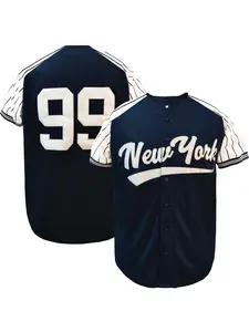Men's#99 Letter & Number Embroidered Baseball Jersey, Casual Breathable Short Sleeve Baseball Top forTraining Competition Party, Unisex Sportswear for Spring & Fall, Jersey Shirts, Apparel Jersey, Mens Clothing, Jersey Tops, Athletic Training Apparel