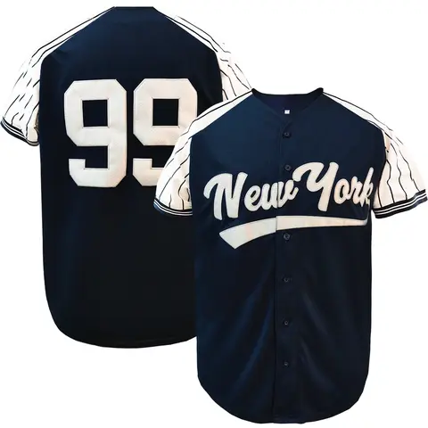 Men's 99 Letter & Number Embroidered Baseball Jersey, Stylish Jersey, Casual Breathable Short Sleeve Baseball Top, Breathable Athletic Top for Training Competition Party, Unisex Sportswear for Spring & Fall, Embroidery Sportswear