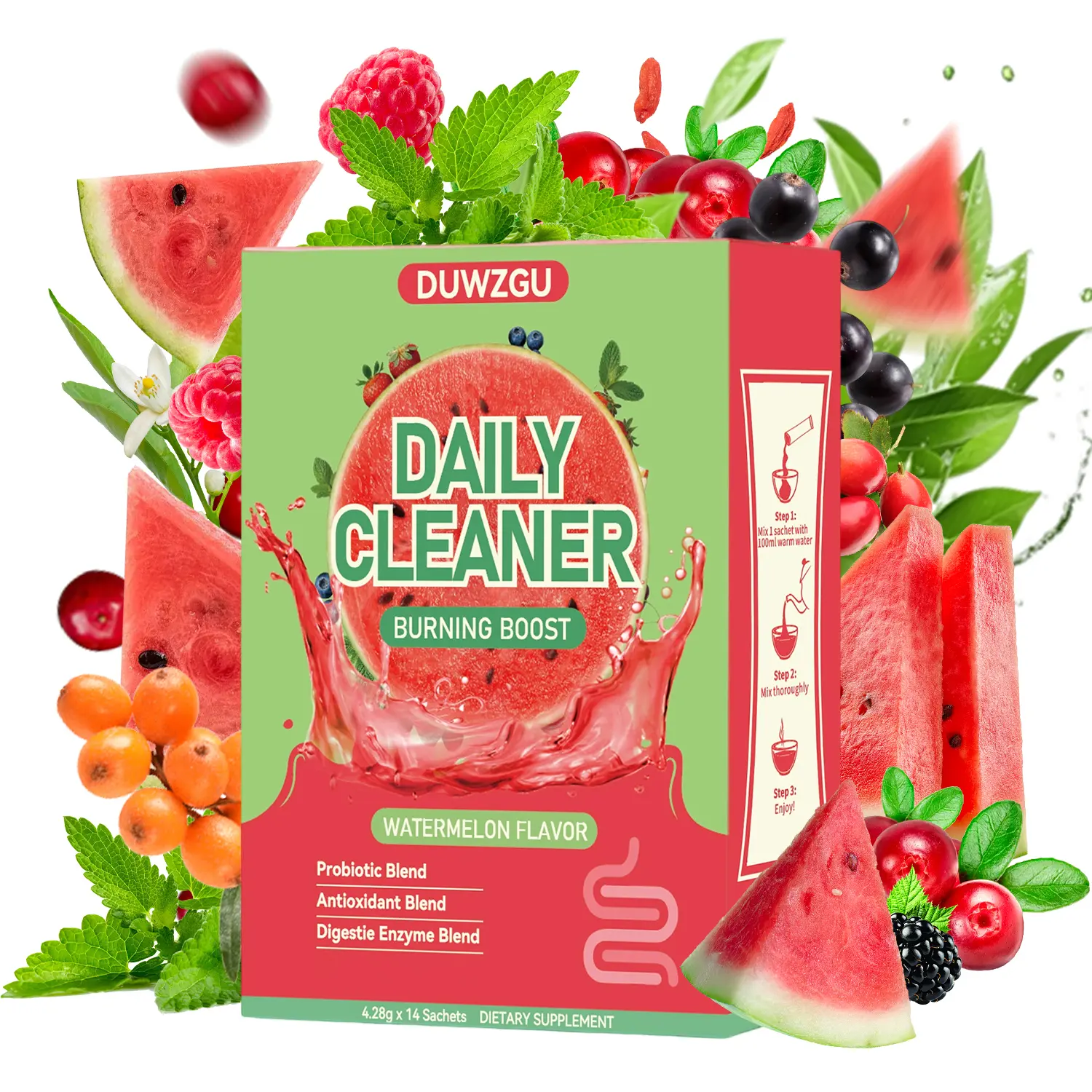 Watermelon-Flavored Hydration Powder with Probiotics | Easy to Mix, 14 servings
