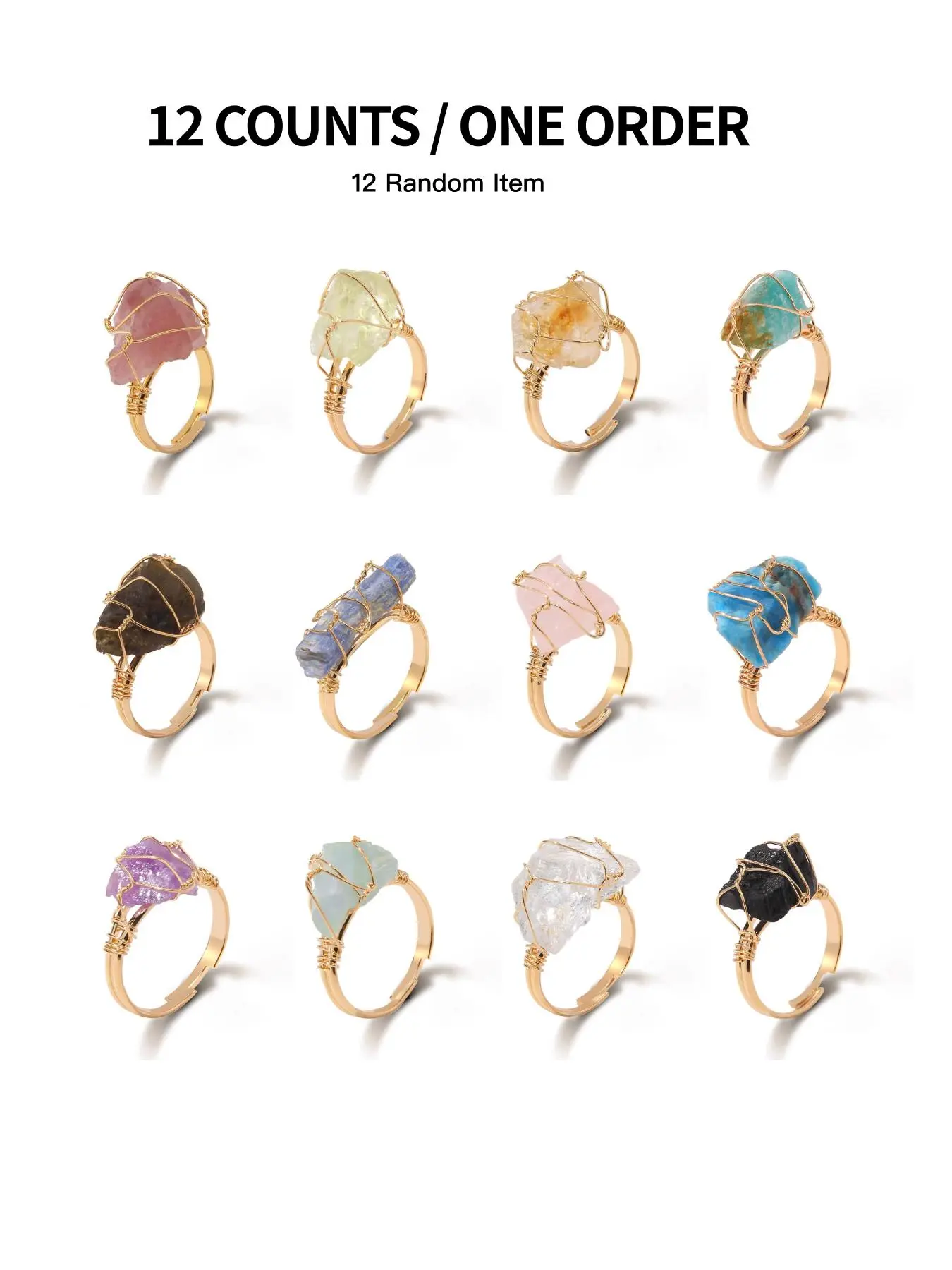 Natural Crystal Rings Set, Vintage Crystal Ring, Fashionable Ring for Women & Girls, Jewelry for Party, Daily Clothing Decor, Trendy All-match & Exquisite Jewelry for Birthday Gift, Unique Rings, Beautiful Rings, Stone Crystal Rings