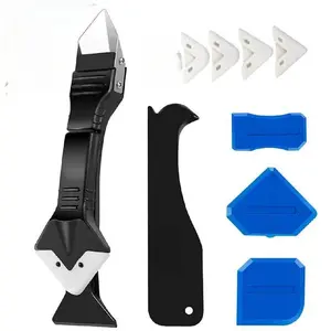 10Pcs Silicone Caulking Tools 3 in1 Grout Removal Tool(Stainless Steelhead)&Grout Remove Scraper, Caulk Remover for Kitchen/Bathroom/Window