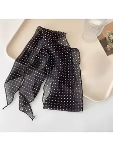 Sweet atmosphere black polka dot Western scarf women's fashion long neck tie versatile accessory