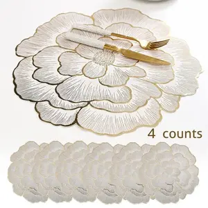 Floral Pattern Place Mats Set of 4, Heat Resistant Non-Slip Table Mats, Waterproof Kitchen Decorative Mats, Perfect for Home, Restaurant, Wedding Parties, Valentine's Gift, Floral Pattern Placemat