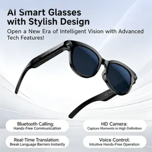 AI Smart Glasses with Camera,HD Video & Photo Capture, Real-Time Translation, Recording Glasses with AI Assistant, Open-Ear Audio, Object Recognition,Smart Sunglasses with Bluetooth Speaker