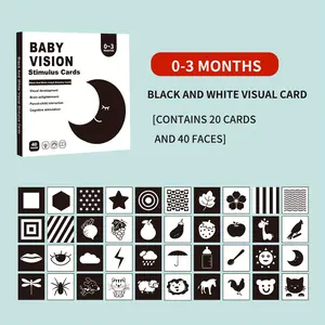 1/4 educational posters month baby black and white card early education card visual stimulation card baby color card English