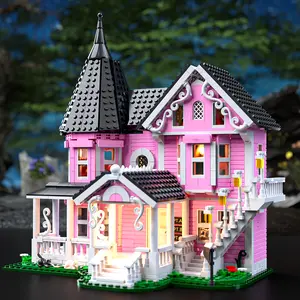 1349Pcs Pink palace building blocks building set, suitable for adults birthday gifts, Halloween gifts, Christmas gifts, is a good living room decoration, room decoration
