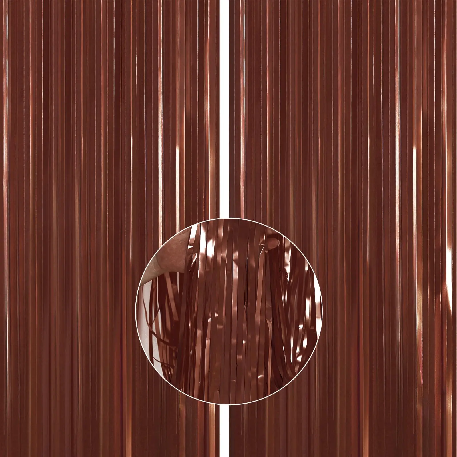 PartyWoo 2-Piece Thick Metallic Brown Foil Fringe Curtain Banners - 3.3x6.6 ft Tinsel Backdrops with Thickness Feature for Birthday, Wedding Festive Party Supplies