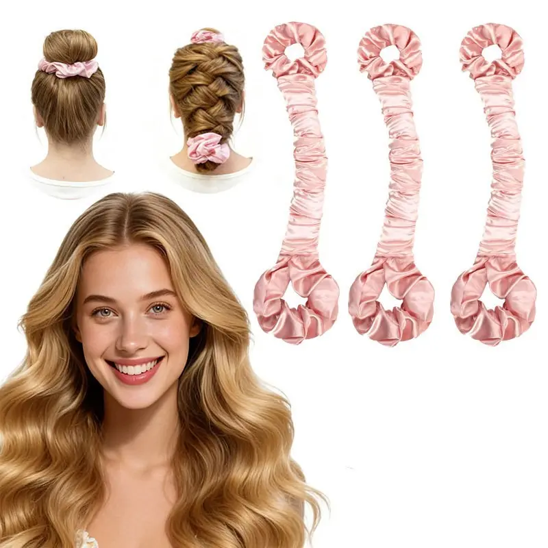 3-Piece Multi-Functional Satin Hair Curler Set, Heat-Free Curling Wand with Large Cream Hair Ties, Perfect for Big Wave Hairstyles, Heatless Curling Set, Heatless Hair Curlers, Heat Free Curls
