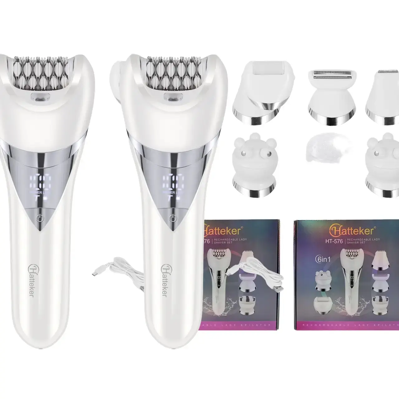 6 in 1 Electric Hair Removal Tool, Epilator Hair Remover, Facial Hair Removal, USB Rechargeable Hair Removal Machine with Accessories, Hair Removal Kit, Women's Hair Removal Tool