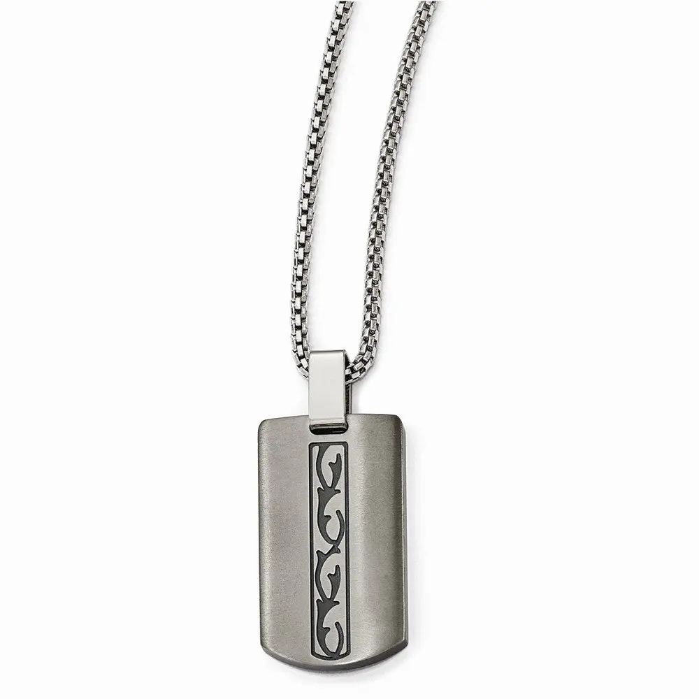 Titanium Polished & Brushed Necklace with Pendant Gift Ready