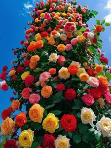 200pcs-Multicolor Climbing Rose Seeds – Romantic Rose Vines for Garden Arches, Fences & Fairytale Walls Double-Flowered mix small ornamental
