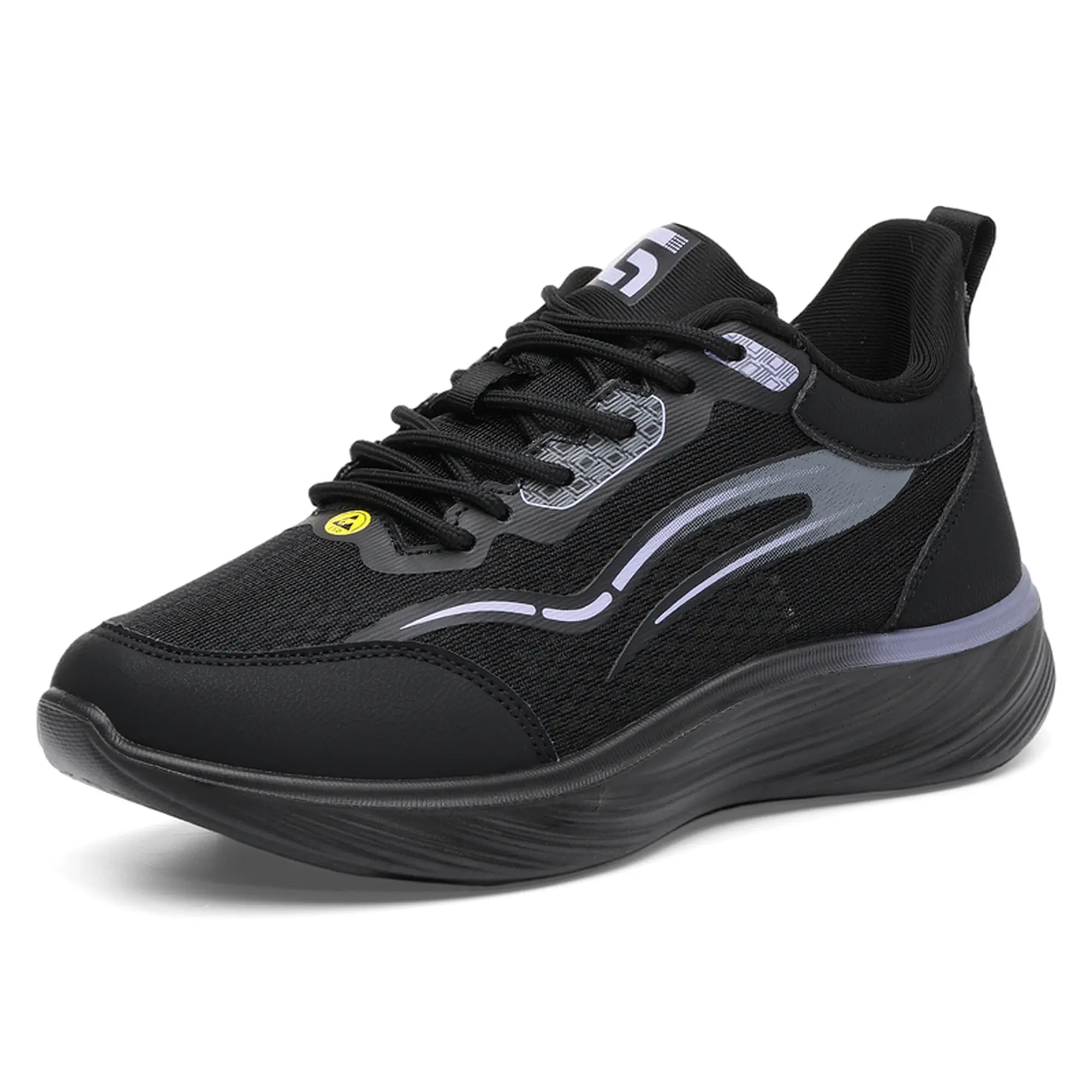 Women ESD Anti Static Safety Shoes Lightweight Breathable Flyknit Work Sneakers Dual Density PU Sole Soft Cushioning Women's Non Steel Toe ESD Footwear US Size 5-9 Comfortable Standing All Day Factory Lab Nurse Shoes