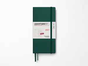 2027 Leuchtturm 1917 Weekly Planner Dotted Wallet - FOREST GREEN