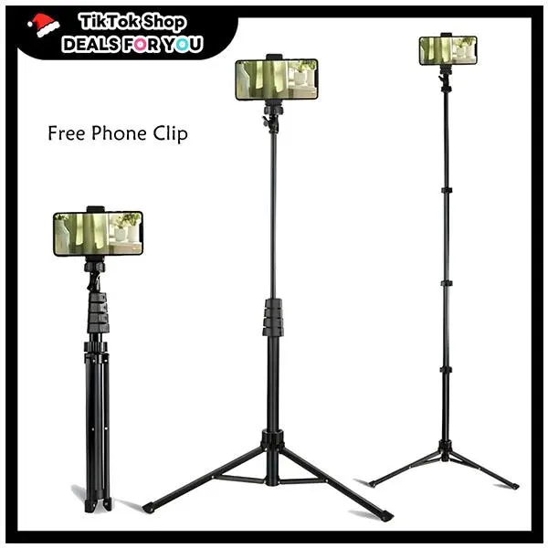 63" Extendable Phone Tripod Stand with 180° Head – Foldable & Portable Tripod Stand, Ideal for Smartphone, Travel, TikTok Videos, YouTube Content Creation, and Video Calls#SummerWins#BackToSchoolDeal