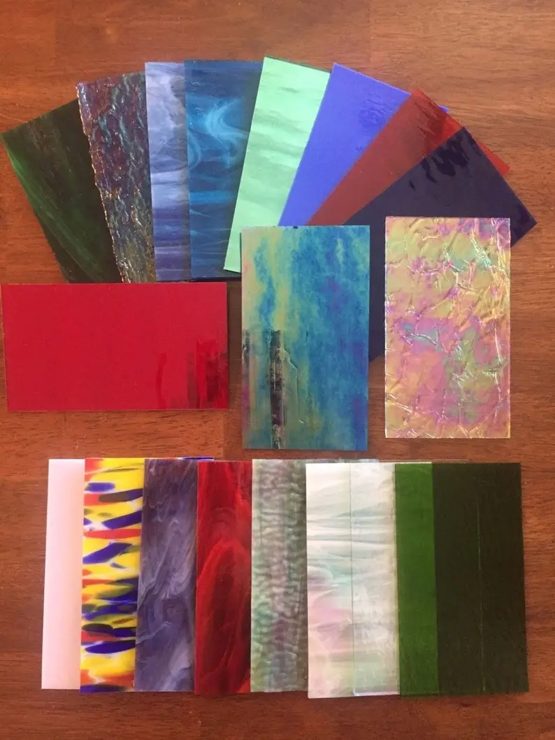Stained Glass Sheet Variety Pack of 20- 7" X 4" Pieces of Premium Glass!!!