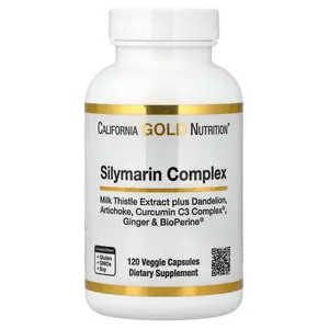 California Gold Nutrition Silymarin Complex, Milk Thistle Extract Plus Dandelion, Artichoke, Curcumin C3 Complex®, Ginger, and BioPerine®, 120 Veggie Capsules