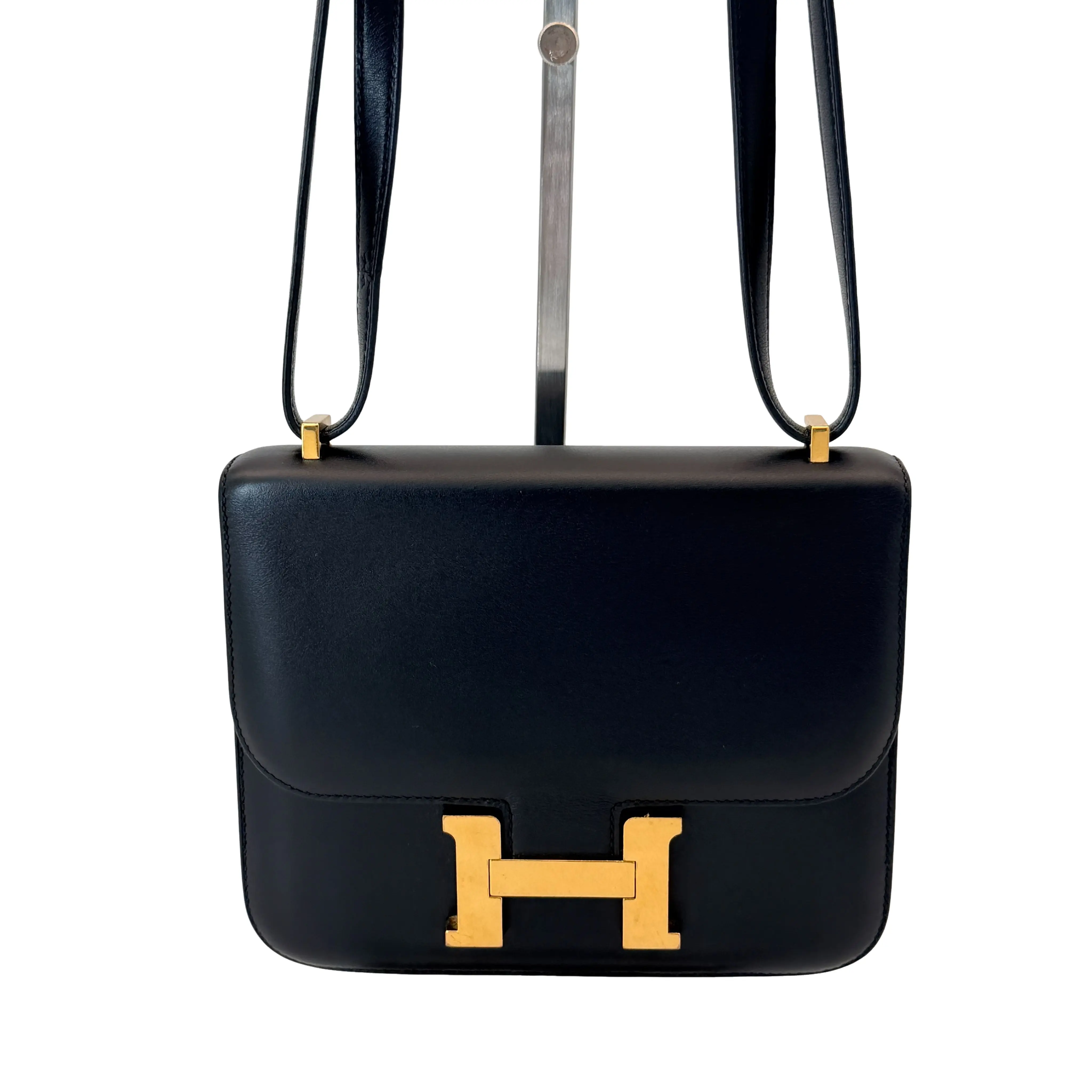 Pre-owned HERMÈS epsom Crossbody Bags Hermes Constance Black Noir Leather Gold