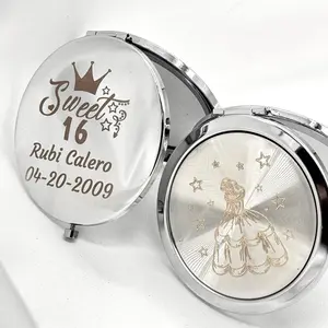 12pcs Quinceañera favors, Sweet 16 personalized mirrors, recuerdos para quinceañera, Free Bags