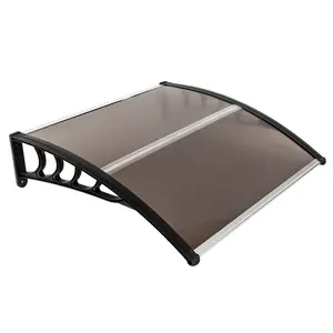 Outvita 40x38in Polycarbonate Door & Window Awnings Brown Board Black Holder UV Rain Snow Sunlight Protection Hollow Sheet for Outdoor Patio Canopy