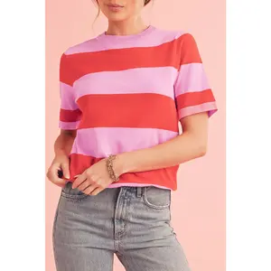 Pink and Red Stripe Knitted Tee