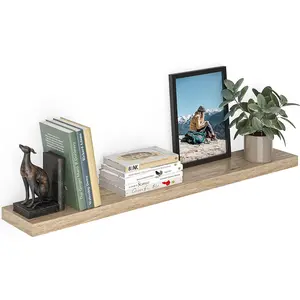 Floating Shelf, 48"  Wall Shelf with Invisible Brackets for Bathroom, Living Room, Bedroom, Kitchen, , 8" Deep, Oak Finish