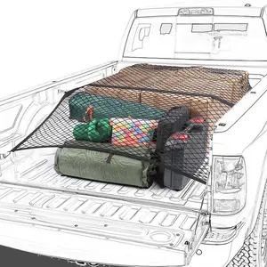 Ultimate Cargo Control Elastic Truck Bed Net Heavy Duty Stretchable Mesh Organizer For SUV ATV UTV Trailer Boat Secure Storage For Gear Luggage Furniture Camping Travel Outdoor Essentials cargo net highly outdoorfun