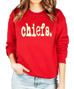 Chiefs Sweatshirt for Adults - Unisex Red Team Mascot Sweater for Game Day - School or Sports Team Pride Pullover