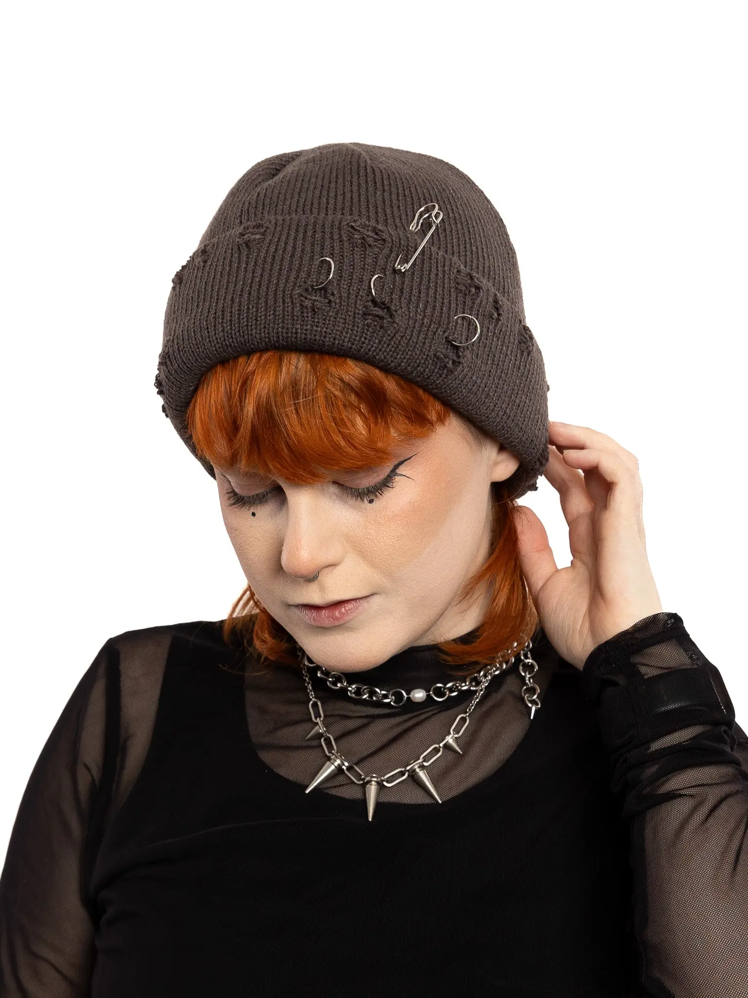 Distressed Pierced Beanie Distressed Pierced Beanie