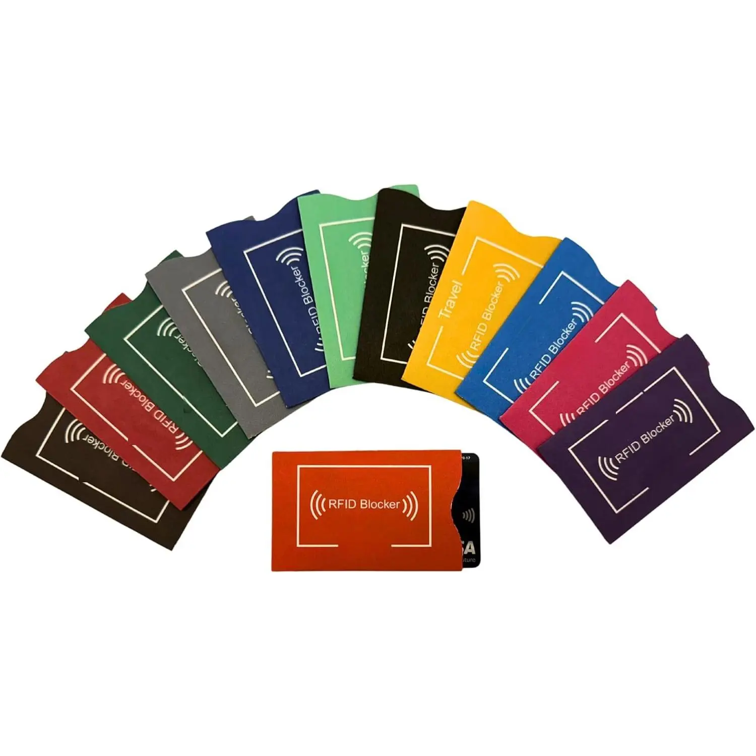 12-Piece Multicolor Synthetic RFID Blocking Sleeves - RFID Anti-Theft, Identity Shield for Bus Passes & Identity Protection (Office Stationery & Desk Accessory, Computers & Office Equipment)