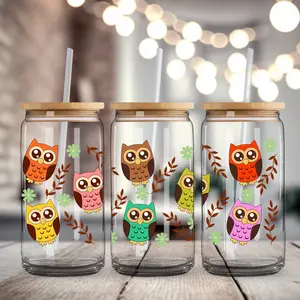 Colorful owls 16oz UVDTF wrap