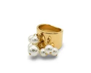 Stainless Steel Pearls Ring for Women - Fashion Accessory