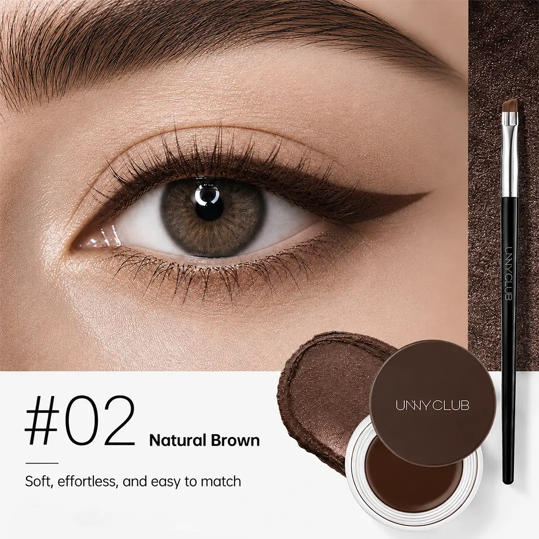 UNNY CLUB #02 Natural Brown 2-in-1 Eyeliner & Brow Gel - Cream Texture, Plant Oils, Waterproof, Long-Lasting, Smudge-Proof, Beginner-Friendly, Brush Apply, Eye Makeup for Beauty & Personal Care