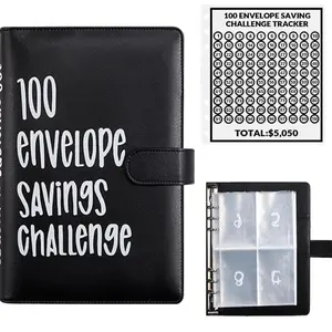 SAVINGS CHALLENGE 100 Envelopes Money Saving Challenge, 100 Envelope Challenge Binder, Easy and Fun Way to Save $5,050, Savings Challenges Budget Book Binder with Cash Envelopes for Office,Home,School